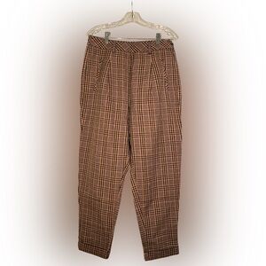 Twik Women Brown & Black Plaid Dress Pants | High Waist | Size L